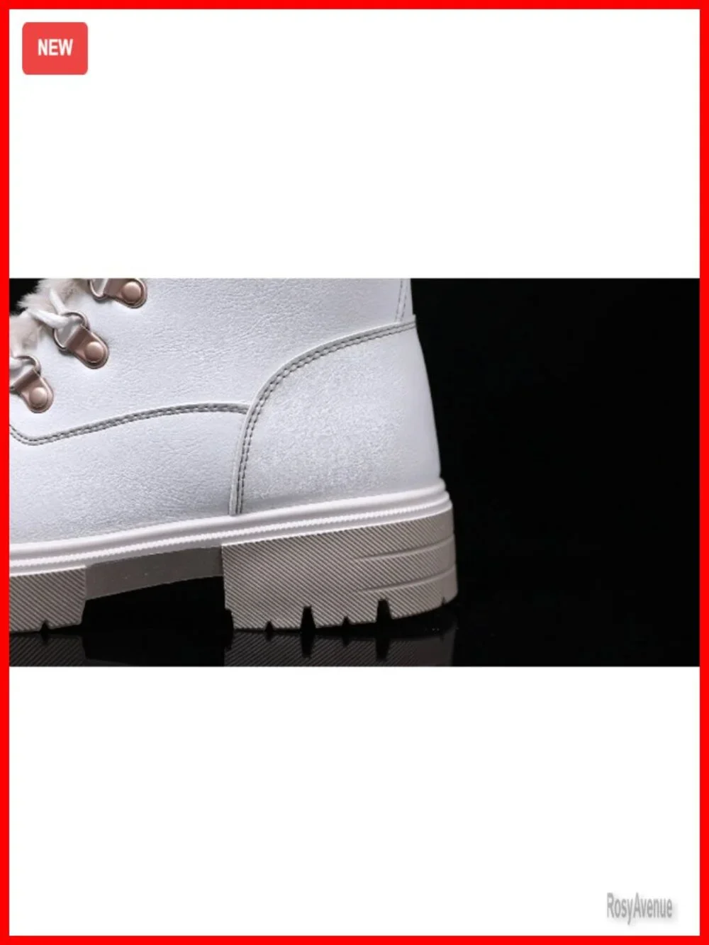 Faux Leather Lace-Up Ankle Boots with Fur Lining, Non-Slip Winter Shoes